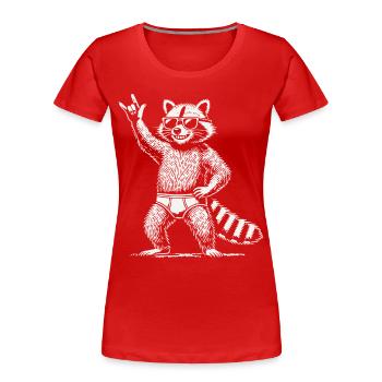 Lustiges Waschbär Rock Musik Festival Design - Frauen Premium Bio T-Shirt - Navy - Vorne - Mia (176cm)