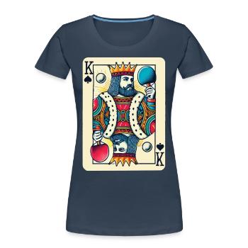 Retro Spielkarte Tischtennis König Design - Frauen Premium Bio T-Shirt - Navy - Vorne - Mia (176cm)
