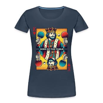 Rétro tennis de table roi jouer carte style vintage - T-shirt bio Premium Femme - bleu marine - Devant - Mia (176cm)