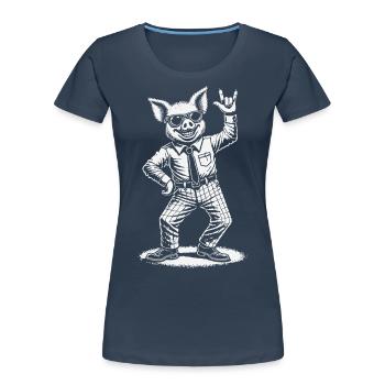 Rock Music Heavy Metal Festival Concert Pig - Women's Premium Organic T-Shirt - navy - Front - Mia (176cm)