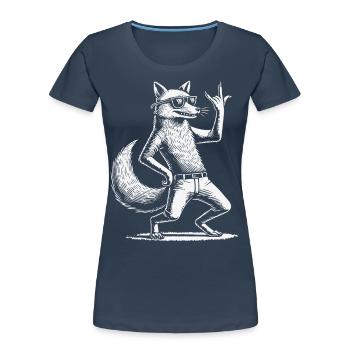 Rock Musik Lustige Heavy Metal Fuchs - Frauen Premium Bio T-Shirt - Navy - Vorne - Mia (176cm)