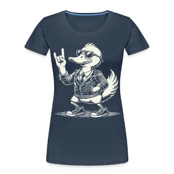 Rock Music Funny Duck Festival Design - Women's Premium Organic T-Shirt - navy - Front - Mia (176cm)
