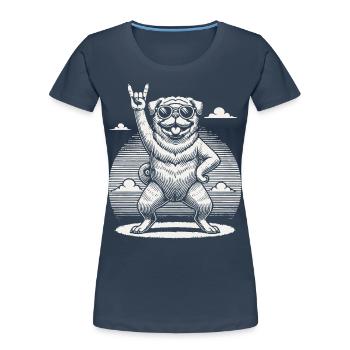 Mops Hund Rock Musik Festival Stil - Frauen Premium Bio T-Shirt - Navy - Vorne - Mia (176cm)