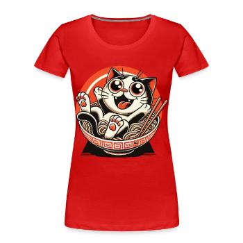 Chat des nouilles ramen streetwear japonaises - T-shirt bio Premium Femme - bleu marine - Devant - Mia (176cm)