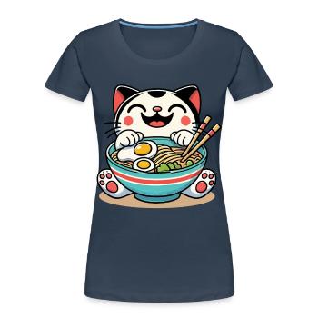 Ramen Noodles Japanese Streetwear Anime Kawaii - Women's Premium Organic T-Shirt - navy - Front - Mia (176cm)