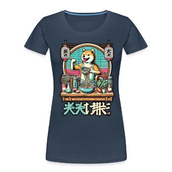 Shiba dog ramen chef in ukiyo-e style with - Women's Premium Organic T-Shirt - navy - Front - Mia (176cm)