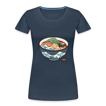 Japanese Ramen Ukiyo-E Retro Aesthetic Noodles - Women's Premium Organic T-Shirt - navy - Front - Mia (176cm)