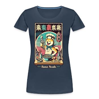 Shiba Hund Ramen Chefkoch Lustige Hunde Japan - Frauen Premium Bio T-Shirt - Navy - Vorne - Mia (176cm)