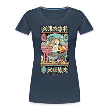 Shiba Hund Ramen Chefkoch Im Ukiyo-E Stil - Frauen Premium Bio T-Shirt - Navy - Vorne - Mia (176cm)