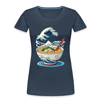 Ramen Ukiyo-E Japanisches Retro Streetwear - Frauen Premium Bio T-Shirt - Navy - Vorne - Mia (176cm)