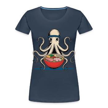Japanisch Ramen Nudeln Anime Oktopus Illustration - Frauen Premium Bio T-Shirt - Navy - Vorne - Mia (176cm)