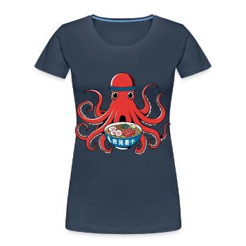 Octopus Ramen Noodles Japan Retro Style - Women's Premium Organic T-Shirt - navy - Front - Mia (176cm)