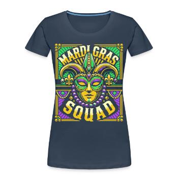 Mardi Gras Squad Maske Karneval Feier - Frauen Premium Bio T-Shirt - Navy - Vorne - Mia (176cm)