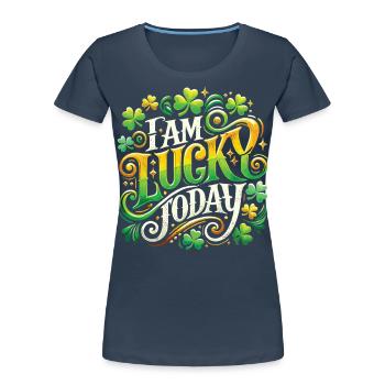 Jour de chance aujourd’hui Saint-Patrick - T-shirt bio Premium Femme - bleu marine - Devant - Mia (176cm)