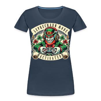 Gamer Leprechaun Mode Aktiviert St. Patrick's Day - Frauen Premium Bio T-Shirt - Navy - Vorne - Mia (176cm)