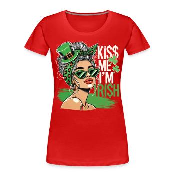 Embrasse-moi Je suis irlandais Motif de la fête de la Saint-Patrick - T-shirt bio Premium Femme - bleu marine - Devant - Mia (176cm)