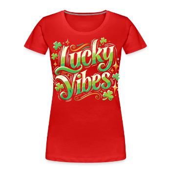 St. Patrick's Day Lucky Vibes Kleeblatt - Frauen Premium Bio T-Shirt - Navy - Vorne - Mia (176cm)
