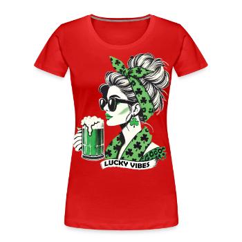 Happy Vibes St. Patrick's Day Woman - Women's Premium Organic T-Shirt - navy - Front - Mia (176cm)