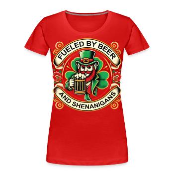 St. Patrick's Day: Angetrieben Von Bier - Frauen Premium Bio T-Shirt - Navy - Vorne - Mia (176cm)
