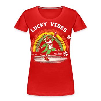 Happy Vibes St. Patrick's Day Rainbow - Women's Premium Organic T-Shirt - navy - Front - Mia (176cm)