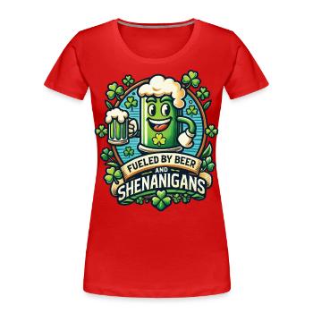 S’amuser à la Saint-Patrick avec de la bière et des manigances - T-shirt bio Premium Femme - bleu marine - Devant - Mia (176cm)
