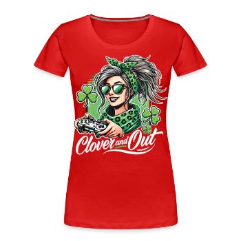St. Patrick's Day Gamer Girl style clover and out - Women's Premium Organic T-Shirt - navy - Front - Mia (176cm)