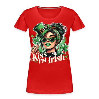 Kiss Me I'm Irish St. Patrick's Day Charme - Frauen Premium Bio T-Shirt - Navy - Vorne - Mia (176cm)