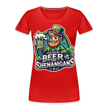 Bière et manigances de la Saint-Patrick - T-shirt bio Premium Femme - bleu marine - Devant - Mia (176cm)