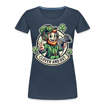 Clover And Out St. Patrick's Day Gaming Fun - Women's Premium Organic T-Shirt - navy - Front - Mia (176cm)