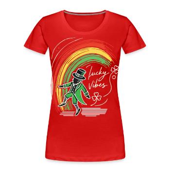 Saint-Patrick Lucky Vibes Arc-en-ciel - T-shirt bio Premium Femme - bleu marine - Devant - Mia (176cm)