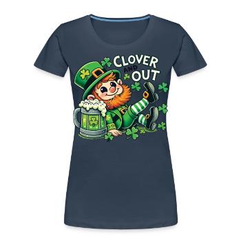 clover and out St. Patrick's Day fun - Women's Premium Organic T-Shirt - navy - Front - Mia (176cm)