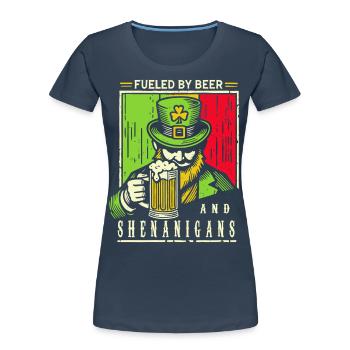 St. Patrick's Day Lustiger Hut Bier Kleeblatt Spaß - Frauen Premium Bio T-Shirt - Navy - Vorne - Mia (176cm)