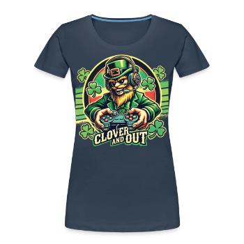 clover and out Gamer St. Patrick's Day Fun - Women's Premium Organic T-Shirt - navy - Front - Mia (176cm)