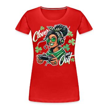 Clover And Out For St. Patrick's Day - Women's Premium Organic T-Shirt - navy - Front - Mia (176cm)