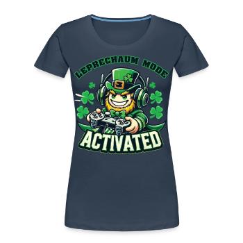 Gamer Leprechaun Mode Enabled St. Patrick's Day - Women's Premium Organic T-Shirt - navy - Front - Mia (176cm)