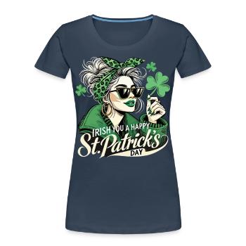 Style irlandais pour la Saint-Patrick - T-shirt bio Premium Femme - bleu marine - Devant - Mia (176cm)