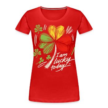 Trèfle de la Saint-Patrick J’ai de la chance aujourd’hui - T-shirt bio Premium Femme - bleu marine - Devant - Mia (176cm)