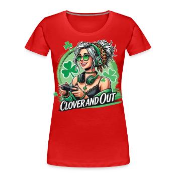 St. Patrick's Day Girl Gamerlook clover and out - Women's Premium Organic T-Shirt - navy - Front - Mia (176cm)