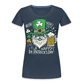 Bonne célébration de la Saint-Patrick avec les Irlandais - T-shirt bio Premium Femme - bleu marine - Devant - Mia (176cm)