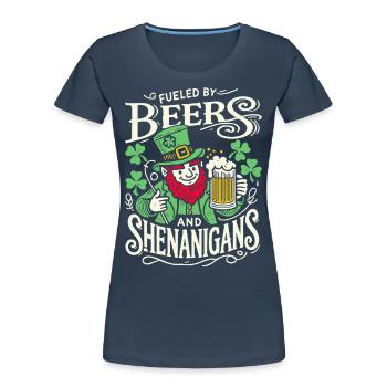 Bière et manigances Fête de la Saint-Patrick - T-shirt bio Premium Femme - bleu marine - Devant - Mia (176cm)