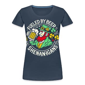 S’amuser à la Saint-Patrick avec de la bière - T-shirt bio Premium Femme - bleu marine - Devant - Mia (176cm)
