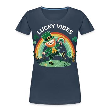 Des ondes porte-bonheur pour la Saint-Patrick - T-shirt bio Premium Femme - bleu marine - Devant - Mia (176cm)