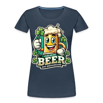 St. Patricks Day Lustiger Bier Humor - Frauen Premium Bio T-Shirt - Navy - Vorne - Mia (176cm)