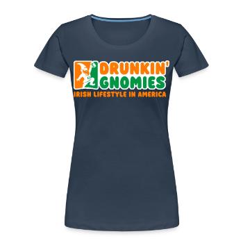 Saint-Patrick Gnomies ivres - T-shirt bio Premium Femme - bleu marine - Devant - Mia (176cm)