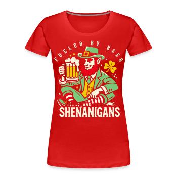 S’amuser à la Saint-Patrick avec de la bière et des manigances - T-shirt bio Premium Femme - bleu marine - Devant - Mia (176cm)