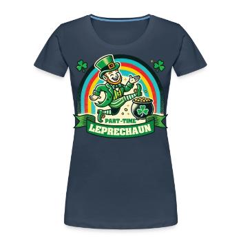 Part-time Leprechaun St. Patrick's Day Rainbow - Women's Premium Organic T-Shirt - navy - Front - Mia (176cm)