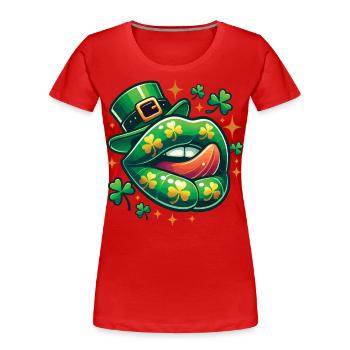 Saint-Patrick Funny Clover Lips - T-shirt bio Premium Femme - bleu marine - Devant - Mia (176cm)