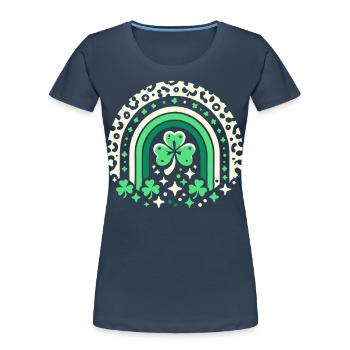 St. Patrick's Day Shamrock Rainbow Luck - Women's Premium Organic T-Shirt - navy - Front - Mia (176cm)