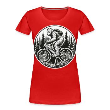 Aventure à vélo Bigfoot Mountain Bike Forest - T-shirt bio Premium Femme - bleu marine - Devant - Mia (176cm)