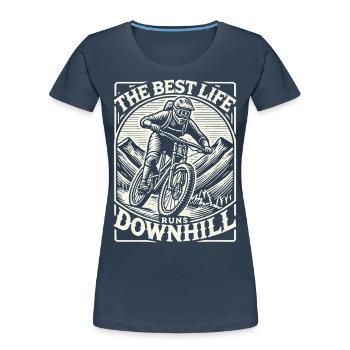 Bike Downhill Adventurer Retro Style - Women's Premium Organic T-Shirt - navy - Front - Mia (176cm)